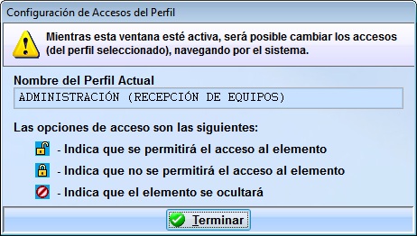 configuración accesos