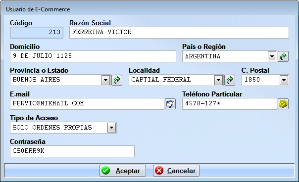 e commerce usuario