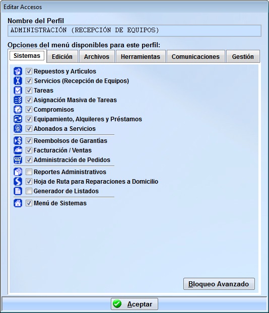 editar accesos