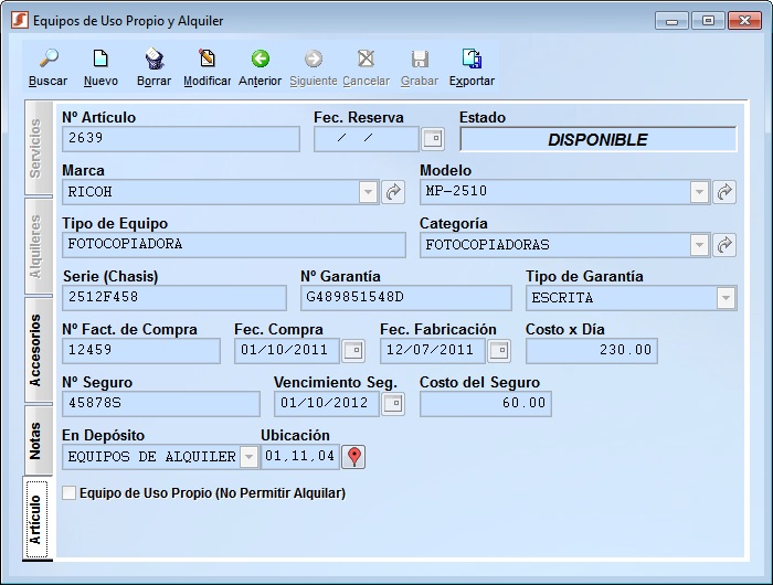 equipos propios alquiler