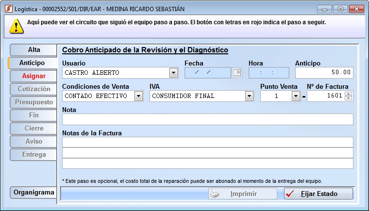 servicio anticipo
