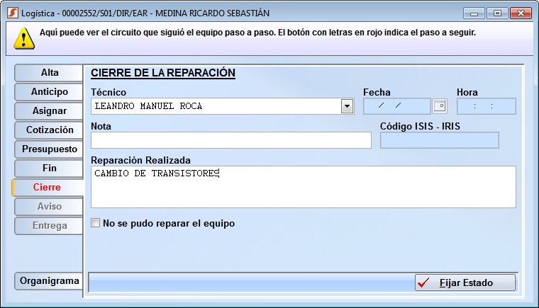servicio cierre