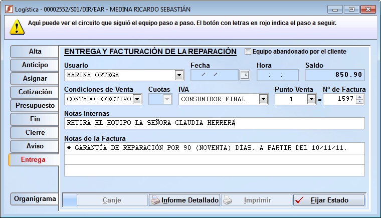 servicio entrega