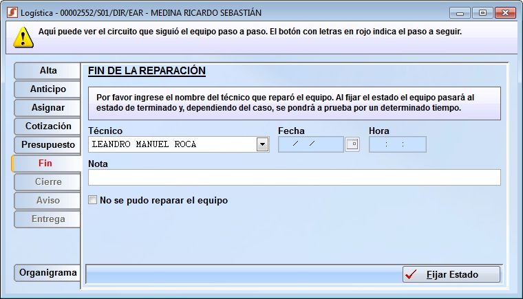 servicio fin