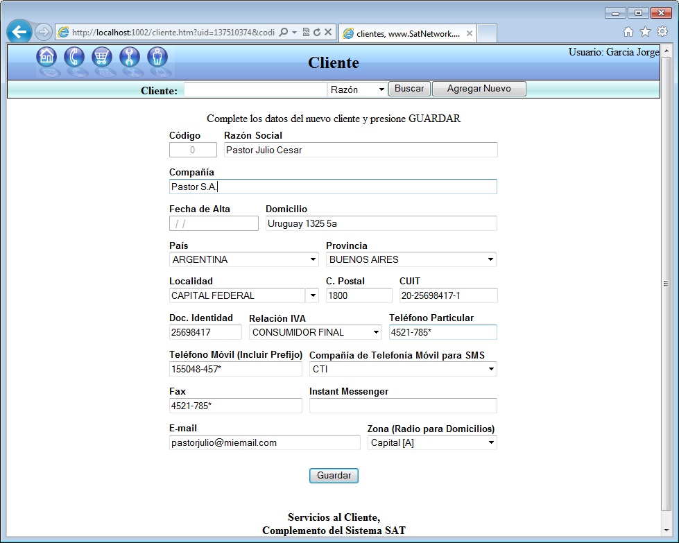 web nuevo clientes